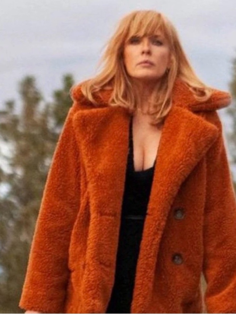 Kids Orange Sherpa Coat - Plush Double-Breasted Jacket